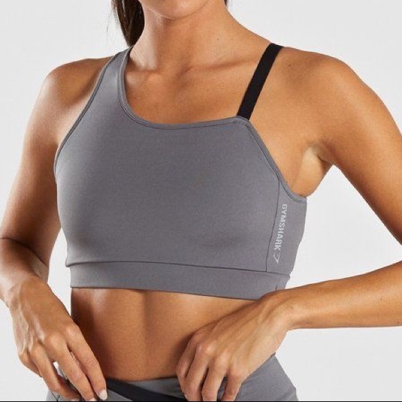 Gymshark Asymmetric Smokey Grey/Black Sports Bra